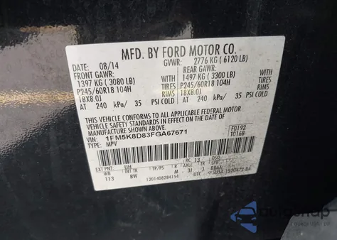 2015 Ford Explorer Xlt z USA, uszkodzony, nr VIN 1FM5K8D83FGA67671